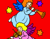Disegno Angeli musicisti  pitturato su alessandra spanò
