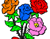 Disegno Mazzo di rose  pitturato su diana