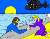 Disegno Salvataggio di una balena pitturato su kiara