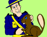 Disegno Polizia a cavallo  pitturato su Angelo