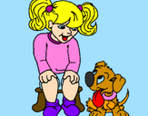 Disegno Bambina con il suo cagnolino  pitturato su Laura