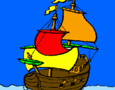 Disegno Barca  pitturato su simone