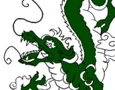 Disegno Drago giapponese  pitturato su dragone