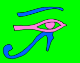 Disegno Occhio di Horus  pitturato su heni