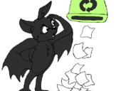 Disegno Pipistrello riciclatore pitturato su valentino