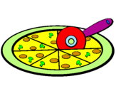 Disegno Pizza pitturato su fra