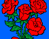 Disegno Mazzo di rose  pitturato su francesca