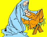 Disegno Nascita di Gesù Bambino pitturato su lioloi