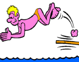 Disegno Salto dal trampolino  pitturato su Ciro