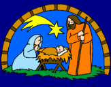 Disegno Presepio pitturato su Stella:buon Natale