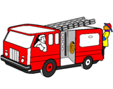 Disegno Pompieri sul camion  pitturato su Andrea 1