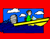 Disegno Acquatico barca pitturato su sebastiano