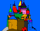 Disegno Castello medievale  pitturato su ppouippp8777ytt7777777777