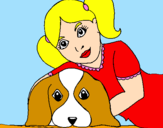 Disegno Bambina che abbraccia il suo cagnolino  pitturato su GIORGIO