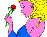 Disegno Principessa con una rosa pitturato su sofia
