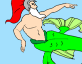 Disegno Poseidone pitturato su crocodile