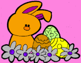Disegno Coniglietto di Pasqua  pitturato su pablo