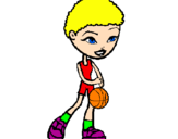 Disegno Giocatrice di pallacanestro pitturato su micheangela