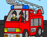 Disegno Camion dei Pompieri  pitturato su riccardo pompieri 01