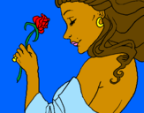 Disegno Principessa con una rosa pitturato su robertina