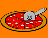 Disegno Pizza pitturato su manuela