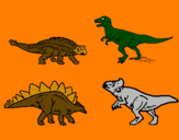 Disegno Dinosauri di terra  pitturato su nicola