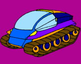 Disegno Nave carro armato pitturato su marco rafael