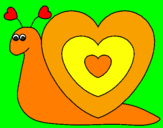 Disegno Lumachina cuore  pitturato su camilla 
