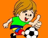 Disegno Ragazzo che gioca a calcio  pitturato su alexandrino piccolino