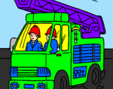 Disegno Camion dei Pompieri  pitturato su MICHELA