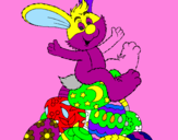 Disegno Coniglio di Pasqua pitturato su matilde