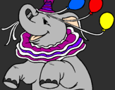 Disegno Elefante con 3 palloncini  pitturato su fuffy