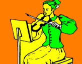 Disegno Dama violinista  pitturato su claudia