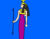 Disegno Hathor pitturato su Auora M.