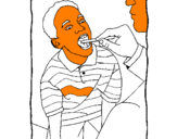 Disegno Ispezione della gola pitturato su claun arcobaleno