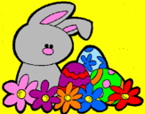Disegno Coniglietto di Pasqua  pitturato su Francesca  