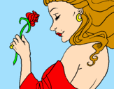 Disegno Principessa con una rosa pitturato su vittorio 72