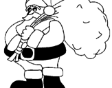 Disegno Babbo Natale e il suo sacco di regali pitturato su ì