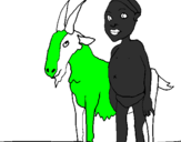 Disegno Bambino africano con una capra pitturato su Gioele