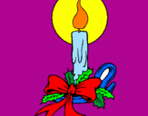 Disegno Candela di Natale pitturato su ornella