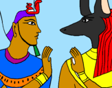 Disegno Ramses e Anubis pitturato su TATA        