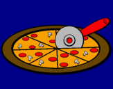 Disegno Pizza pitturato su simone
