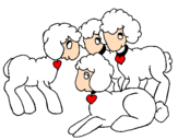 Disegno Pecore pitturato su a