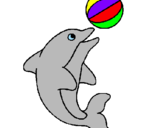 Disegno Delfino con una palla  pitturato su delfino e palla