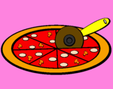 Disegno Pizza pitturato su sara