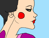 Disegno Profilo di Geisha  pitturato su chiara