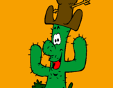 Disegno Cactus con il cappello  pitturato su vv