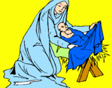 Disegno Nascita di Gesù Bambino pitturato su LEONARDO