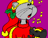 Disegno Gatto e topolino di Natale pitturato su alessia  
