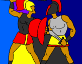 Disegno Lotta di gladiatori  pitturato su madda